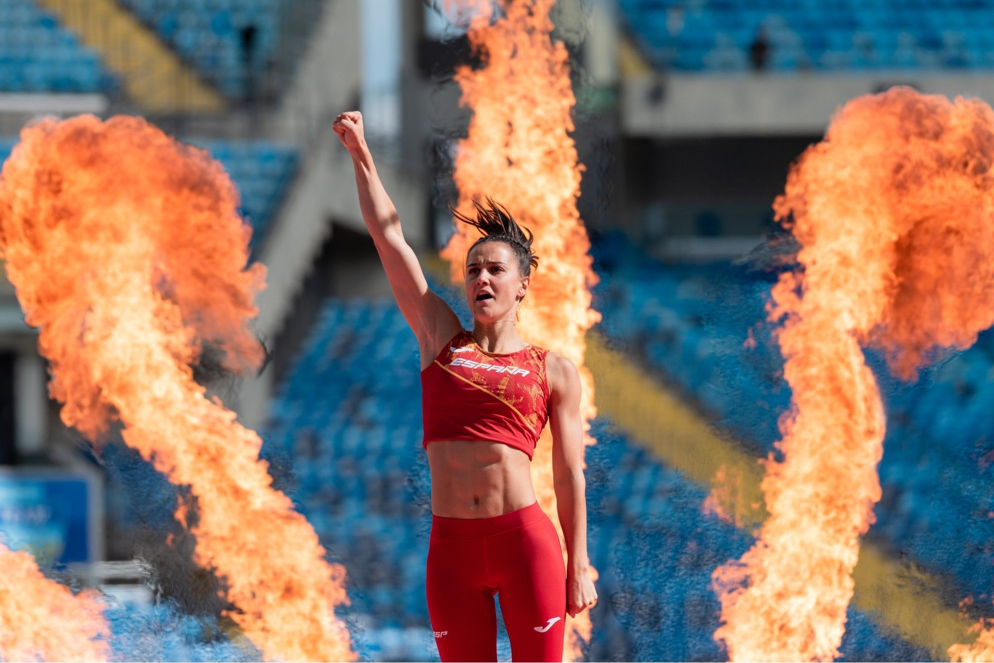 La imagen de Malen Ruiz de Azúa en Chorzow (Polonia) después de un salto válido.
