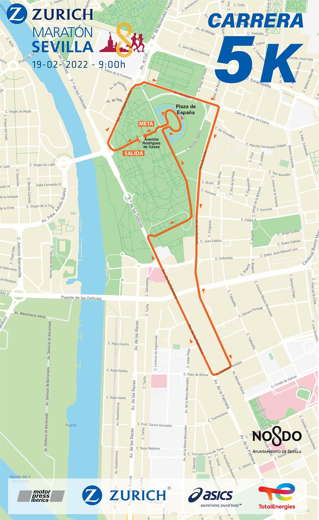 Así es el recorrido del 5K del Zurich Maratón de Sevilla. Así es el recorrido del 5K del Zurich Maratón de Sevilla.
