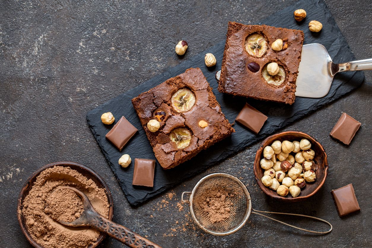 Brownie de plátano y chocolate sin gluten