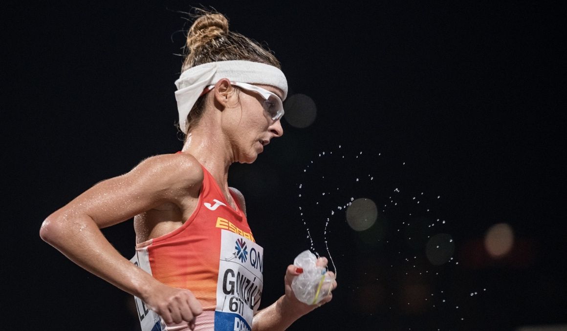 La marchadora Raquel González durante el Campeonato del Mundo de Doha 2019. SPORTMEDIA.