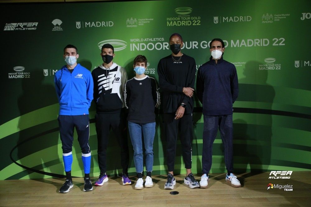 Mariano García, Adel Mechaal, Marta Pérez, Yulimar Rojas y Mo Katir, fueron los protagonistas de la presentación del World Athletics Indoor Tour Gold Madrid 2022.
