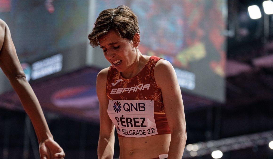 Marta Pérez tras acabar la final de los 3000 metros del Mundial de Belgrado. SPORTMEDIA.