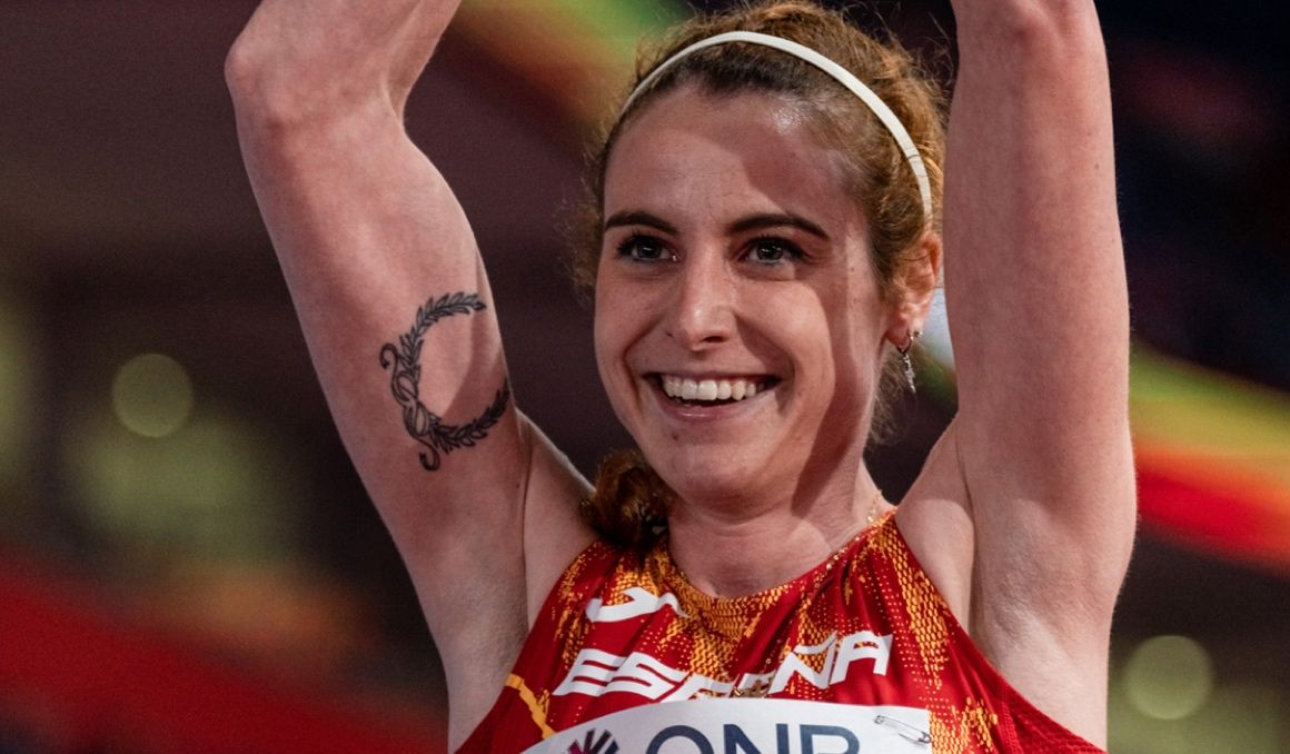 Lorena Martín durante el Campeonato del Mundo en pista cubierta de Belgrado, la que fue su última competición en 2022. SPORTMEDIA.