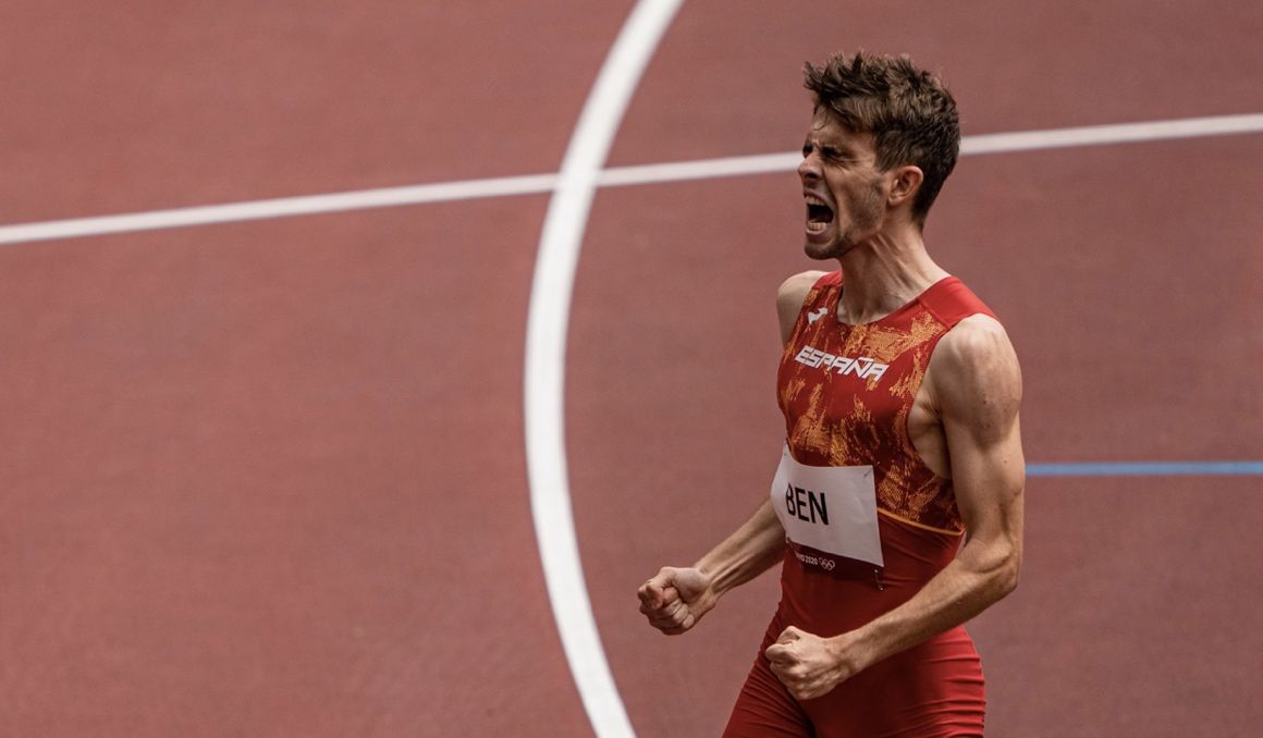 Adrián Ben en los Juegos Olímpicos de Tokio, donde consiguió ser quinto en los 800 metros, la prueba que disputará en el Meeting de Ibiza 2022. SPORTMEDIA.