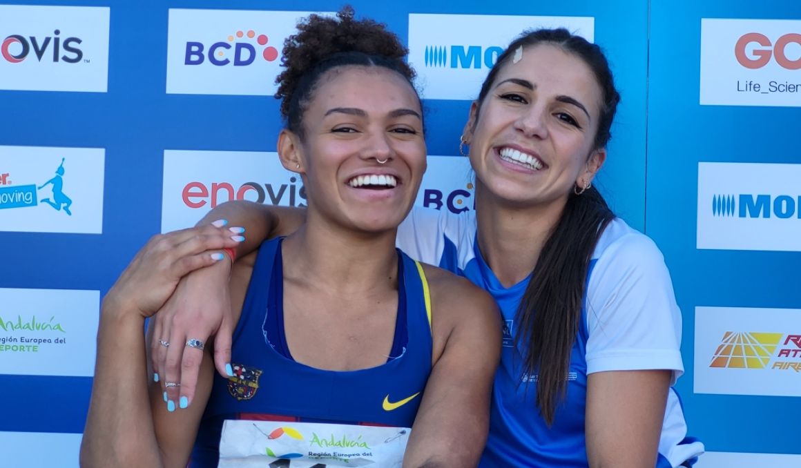 Maribel Pérez y Jaël Bestué, que batió el récord de España Sub 23 de 100 metros. RFEA.