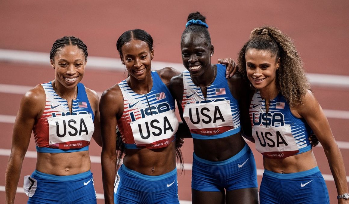 El 4x400 femenino de Estados Unidos en los Juegos Olímpicos de Tokio 2020. SPORTMEDIA.