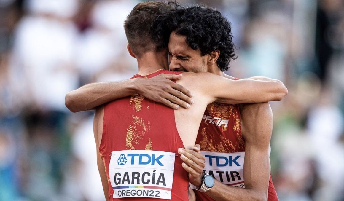 Mo Katir y Mario García, en una imagen del Mundial de Eugene, han renunciado al Campeonato de Europa en pista cubierta. SPORTMEDIA.