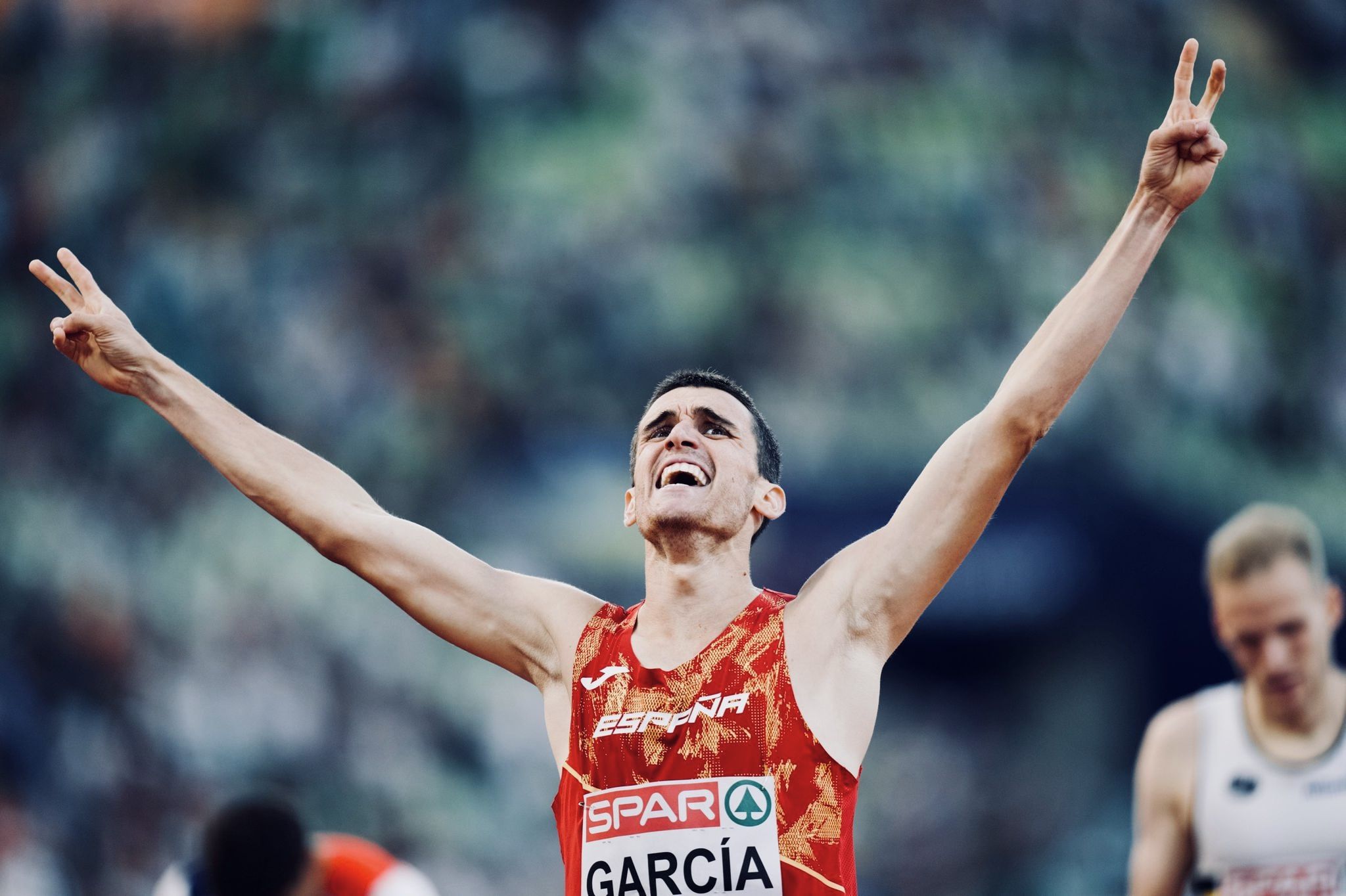 Mariano García proclamándose Campeón de Europa de 800 metros. VSM PHOTOEVENTS.