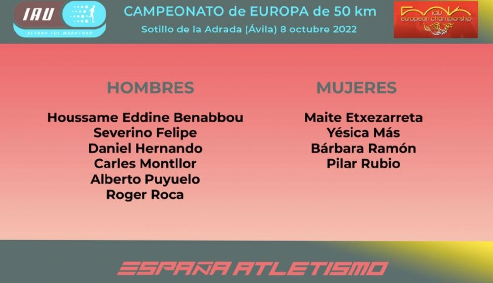 Integrantes de la selección española para el Campeonato de Europa de 50 kilómetros.