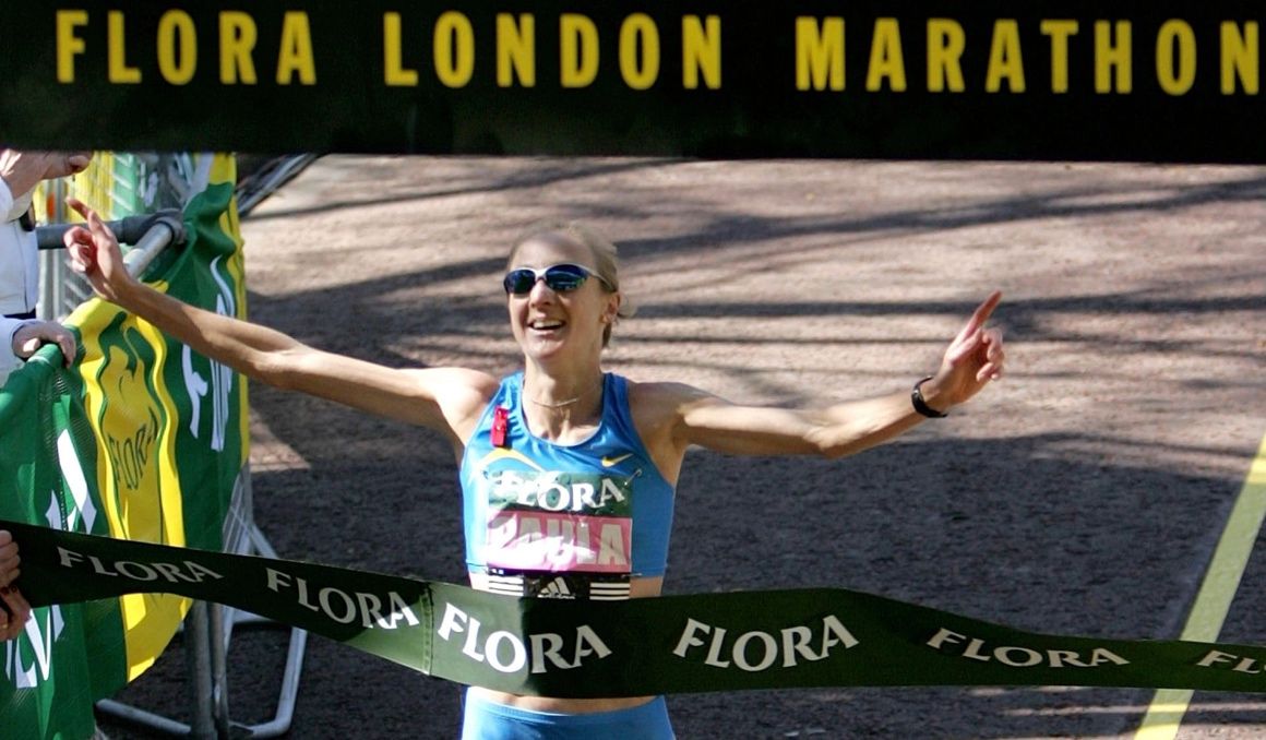 Paula Radcliffe en el Maratón de Londres de 2005. AP.