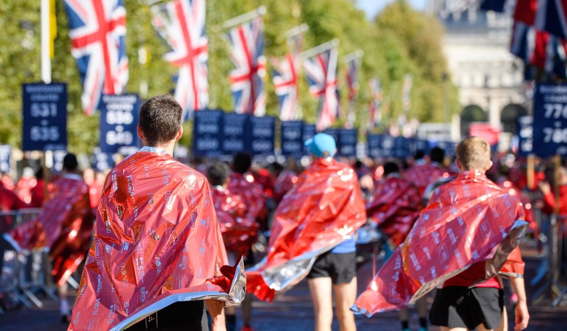 Una imagen en la meta del Maratón de Londres. LM. Una imagen en la meta del Maratón de Londres. LM.