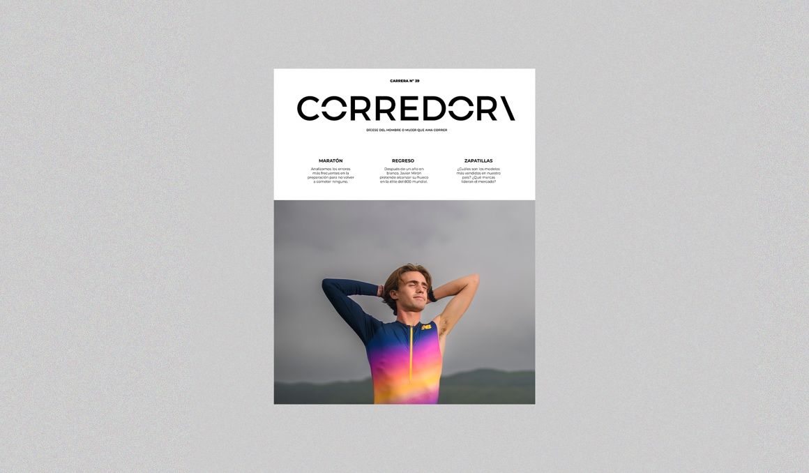 Javier Mirón es la portada del número 39 de la revista Corredor. KIKE TABERNER.
