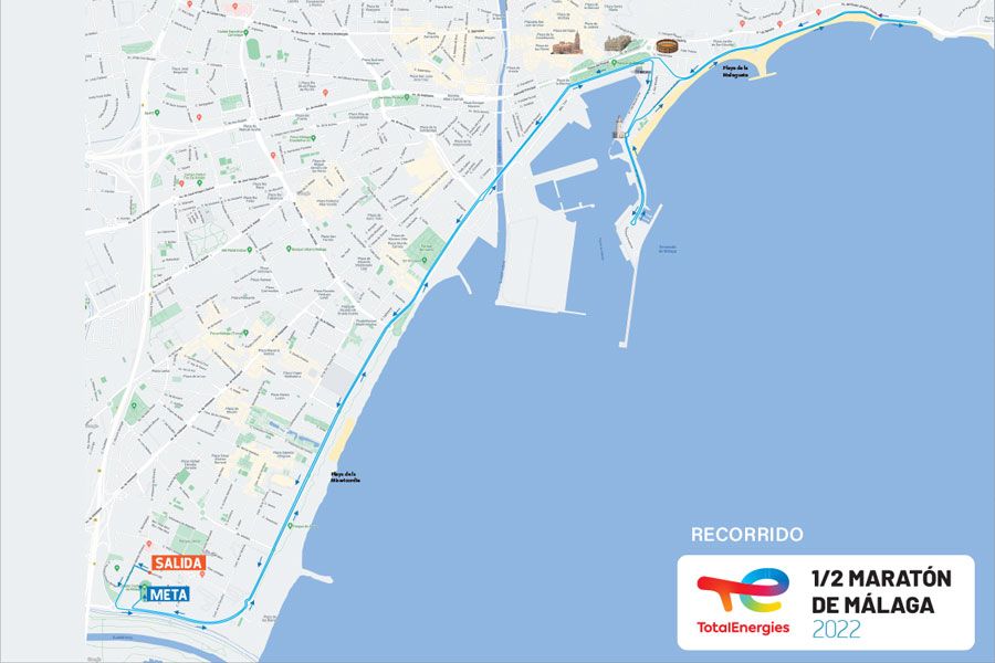 Recorrido TotalEnergies Medio Maratón de Málaga 2022