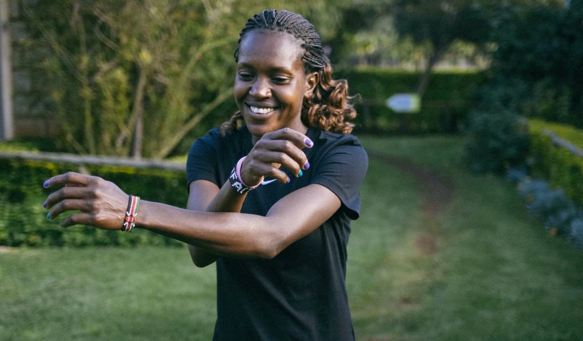 Faith Kipyegon en su campo de entrenamiento en Kaptagat (Kenia). DAN VERNON.