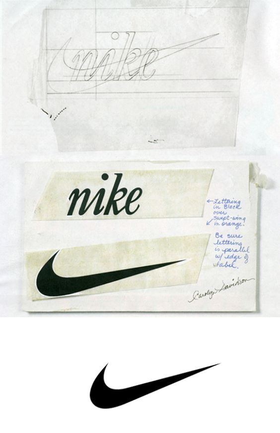 Bocetos de el logo original de Nike, el ya mítico 'swoosh'. Bocetos de el logo original de Nike, el ya mítico 'swoosh'.