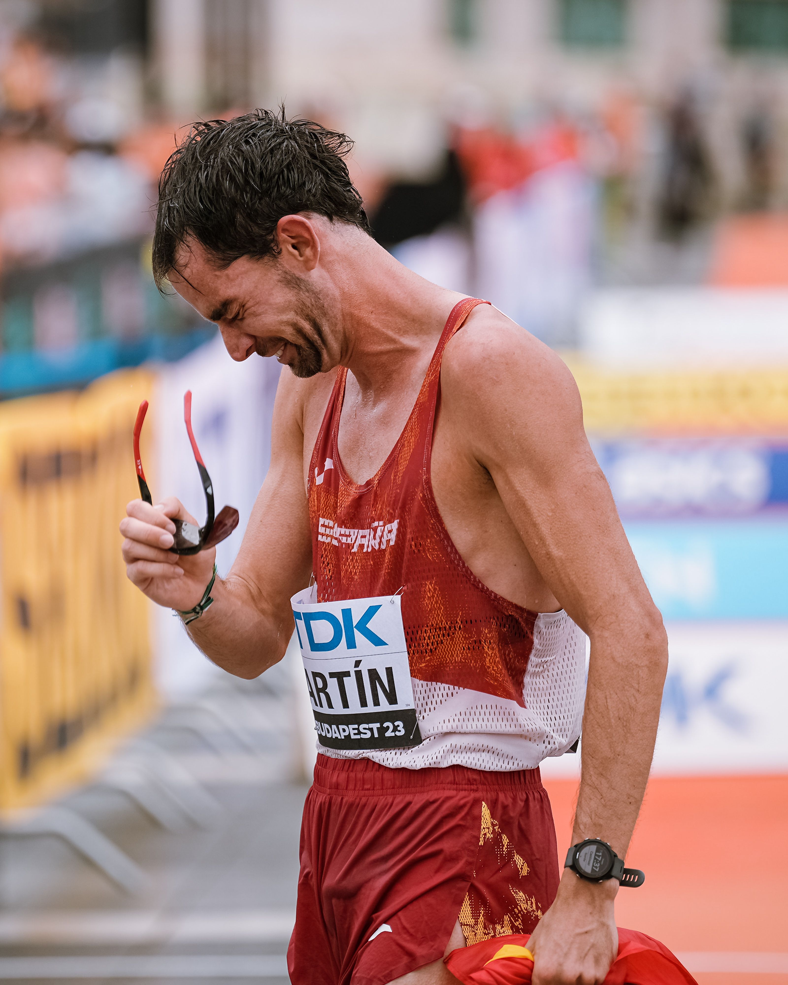 La emoción de Álvaro Martín, sabedor de haber hecho historia para el atletismo español. SPORTMEDIA.