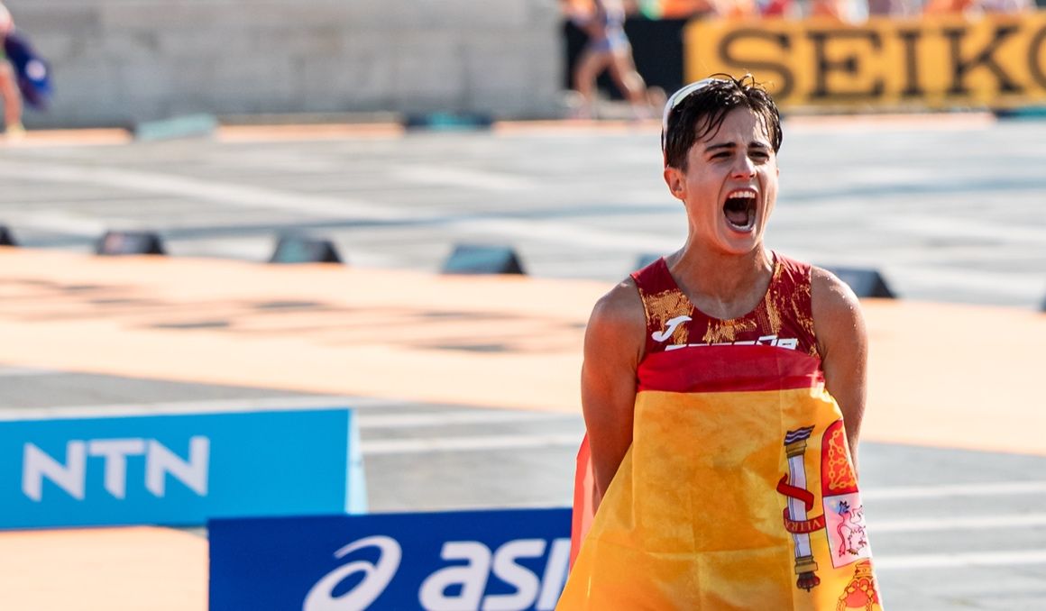 Una imagen de María Pérez en el Campeonato del Mundo de Budapest 2023. SPORTMEDIA