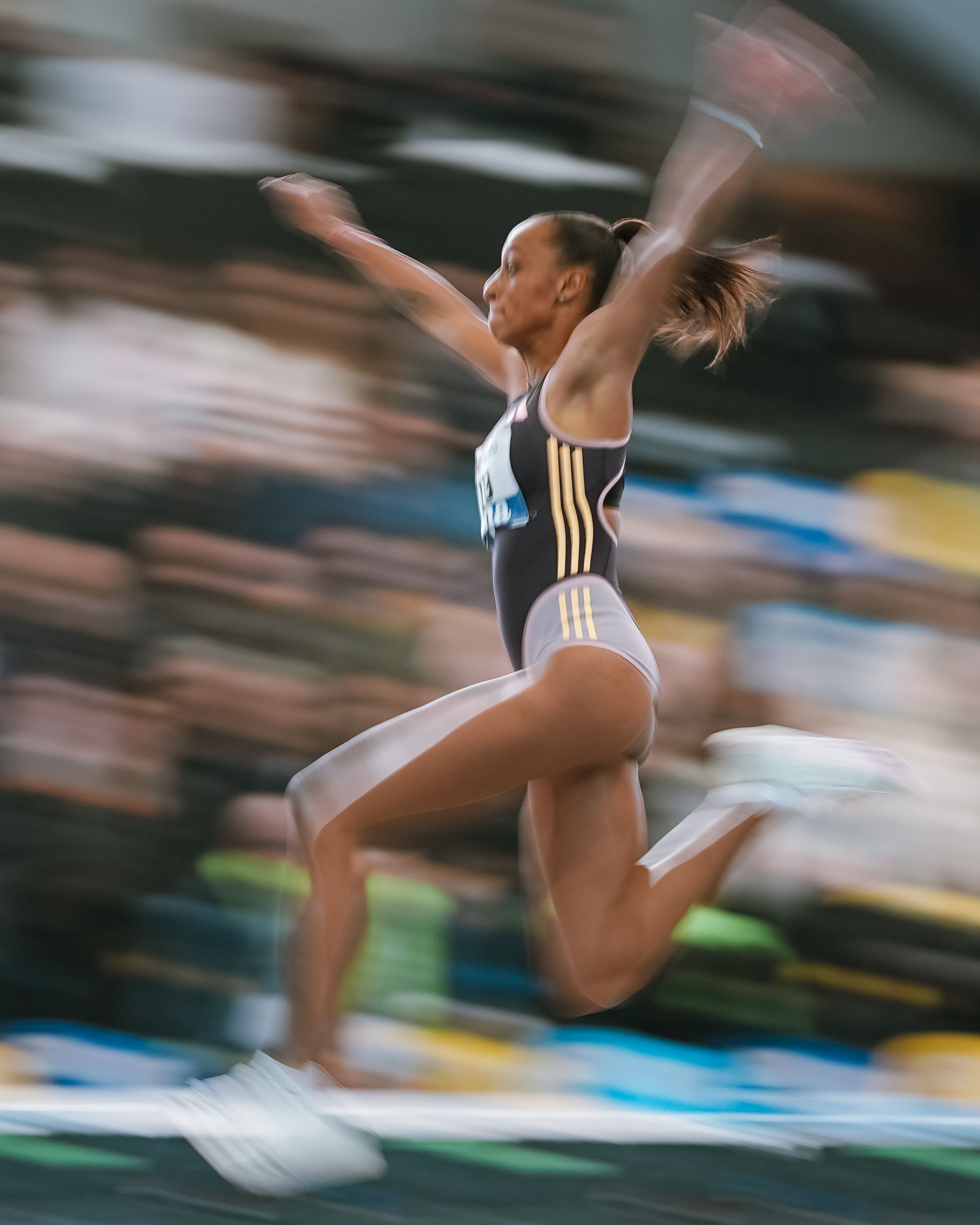 Otra imagen de Ana Peleteiro, que triunfó en Ourense con un mejor salto de 14 metros y 32 centímetros. SPORTMEDIA.