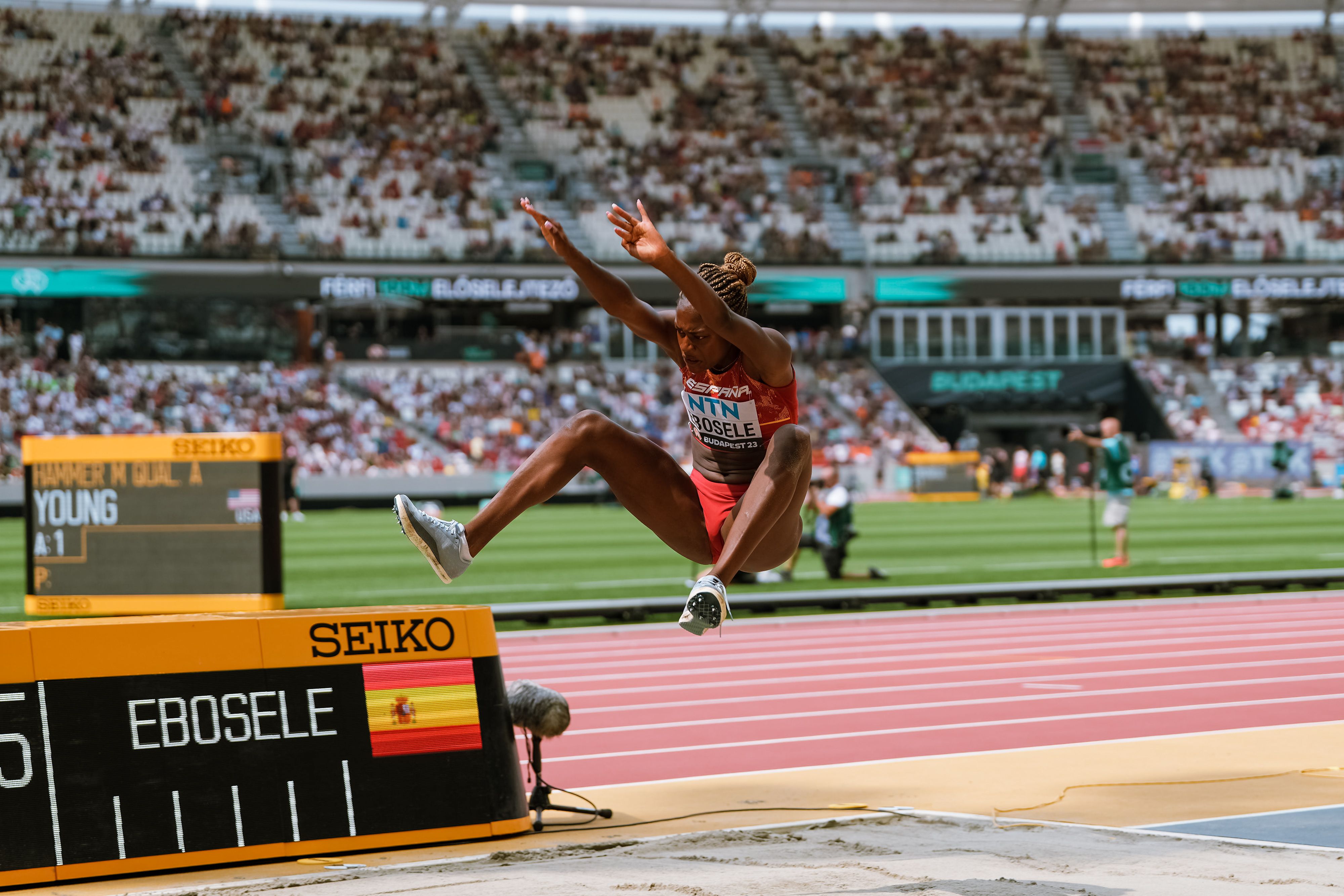 La saltadora de longitud Tessy Ebosele en el Campeonato del Mundo de Budapest 2023. SPORTMEDIA.