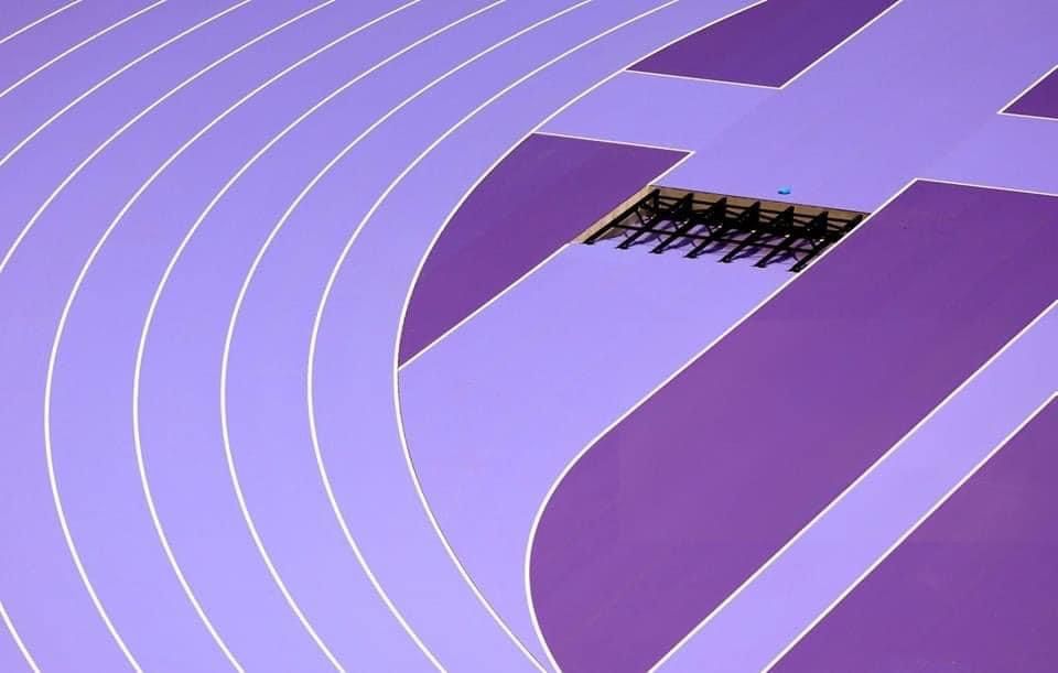 La pista morada de los Juegos Olímpicos de París en el Estadio de Francia. 3
