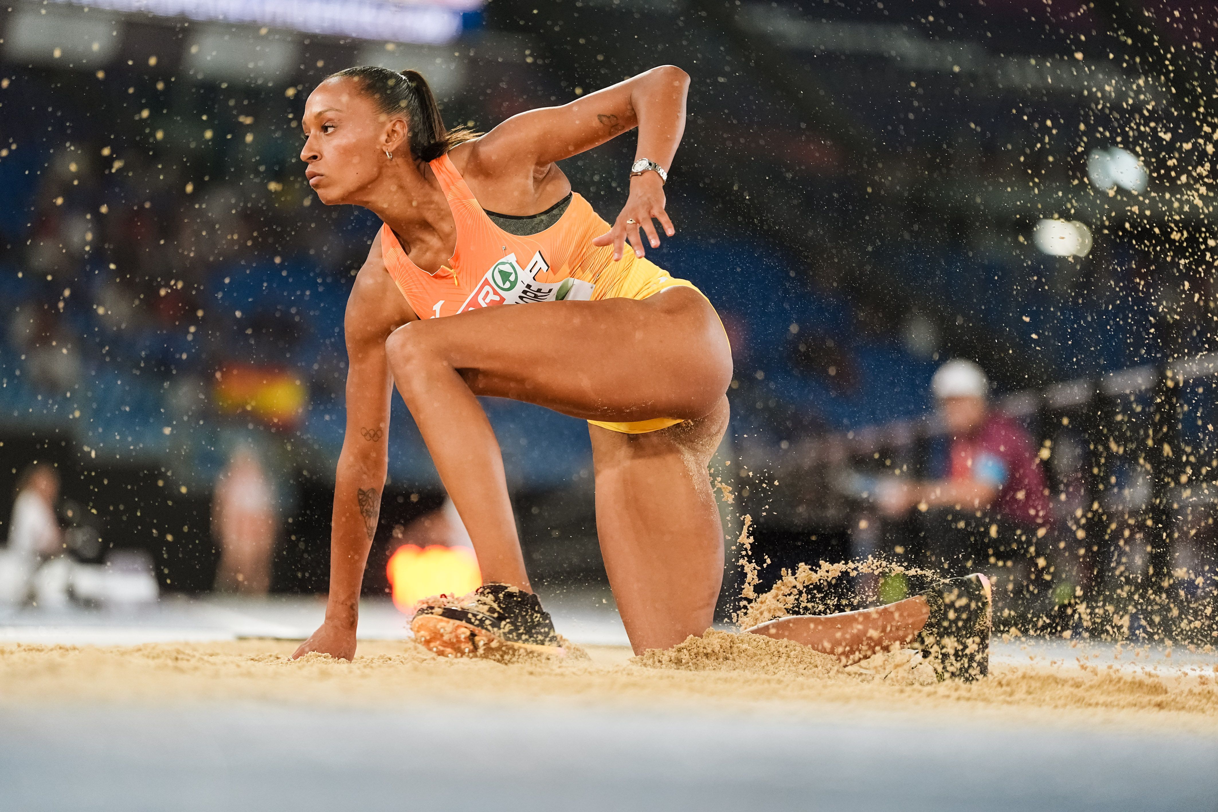 Ana Peleteiro durante el concurso de triple salto del Europeo de Roma 2024. SPORTMEDIA.
