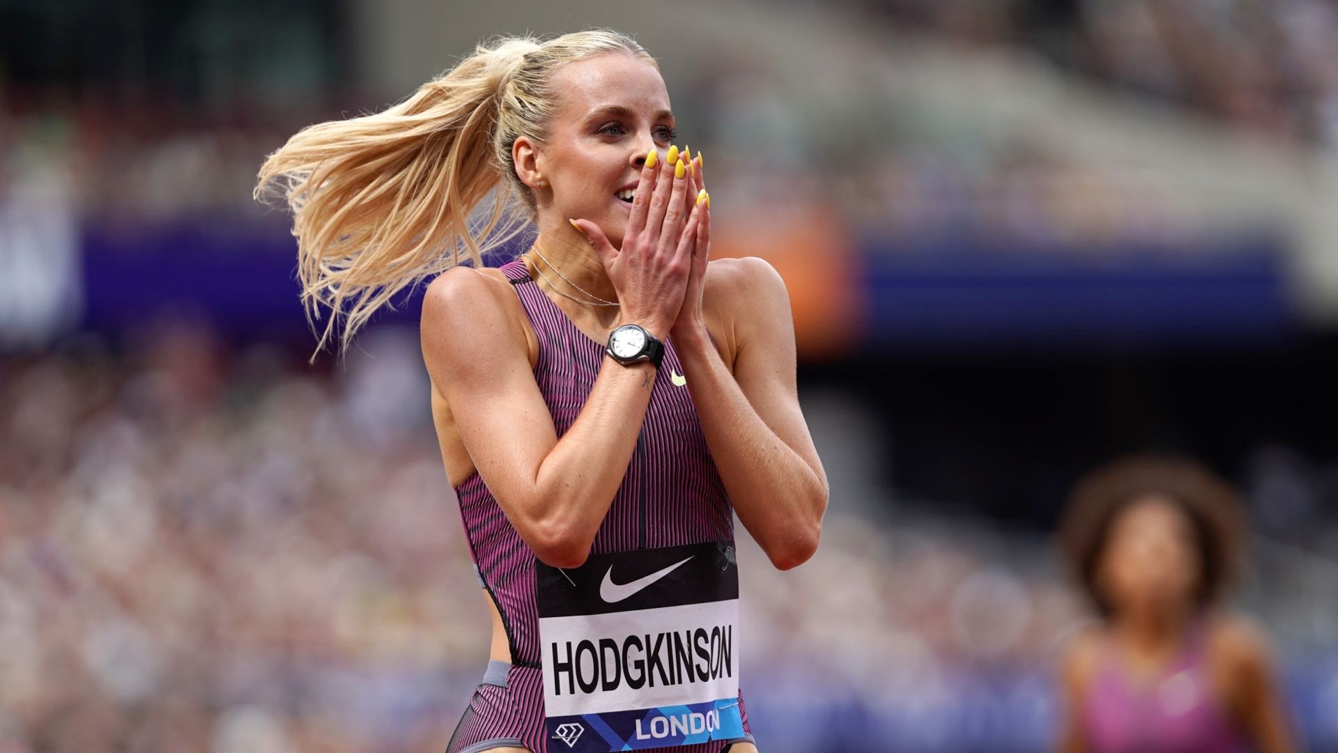La británica Keely Hodgkinson después de lograr una espectacular marca de 1:54.61 en Londres. MATHEW QUINE.