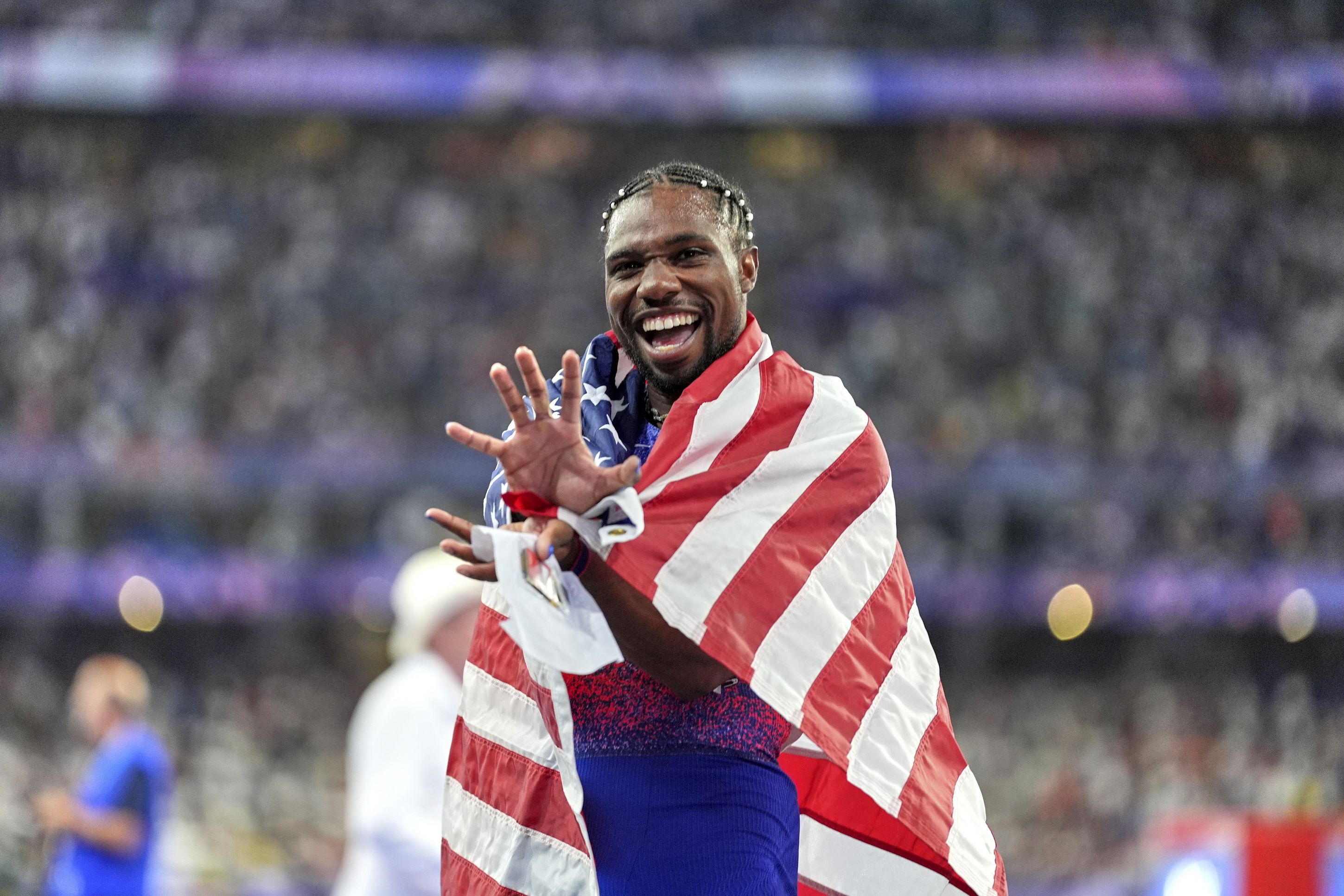 Noah Lyles ganó la final de los 100 metros en París 2024 / Foto: Christel Saneh for World Athletics