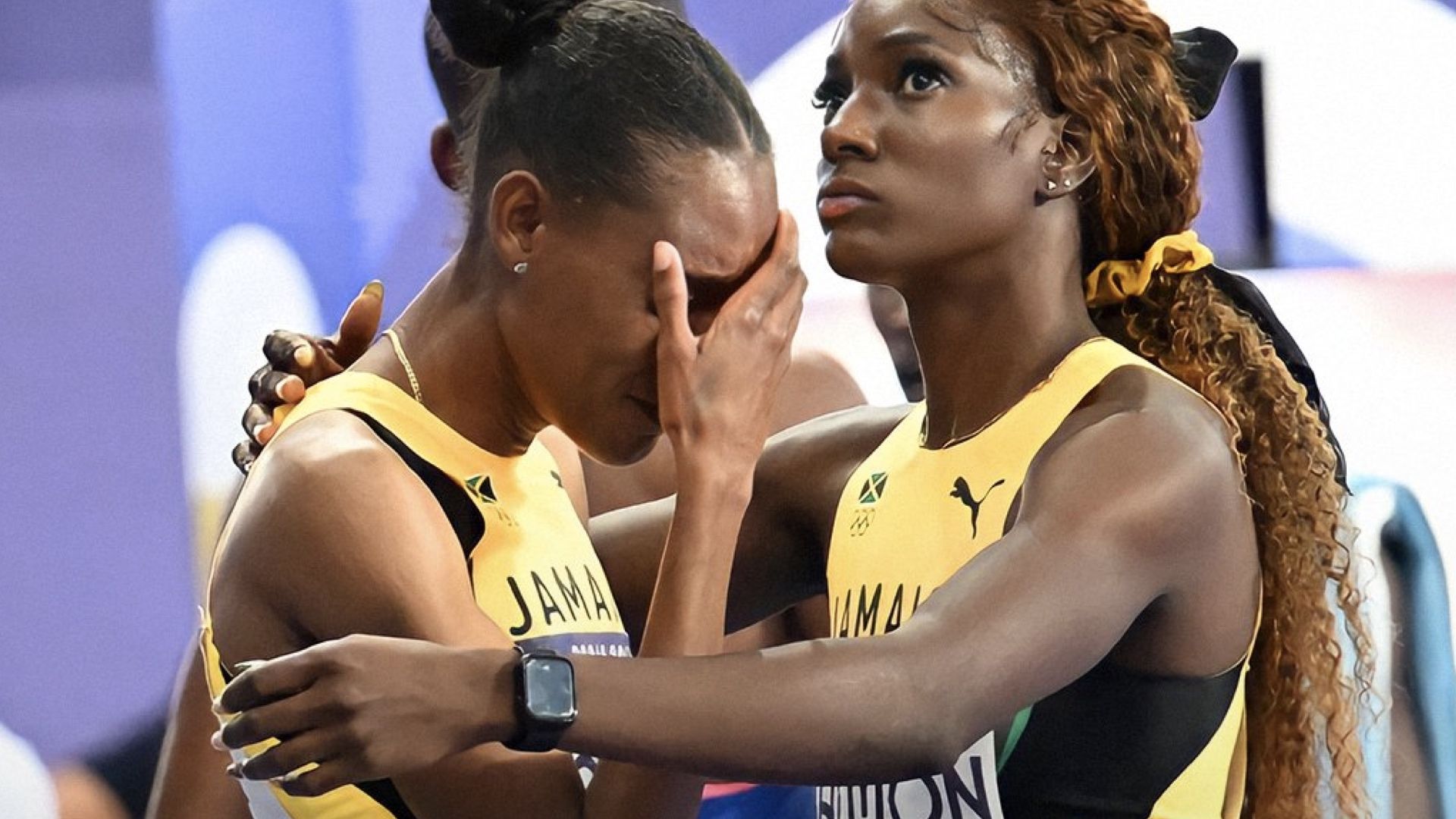 La actuación de Jamaica en los Juegos Olímpicos finalizó con la caída del testigo en la final de 4x400 femenina. TEAM JAMAICA.