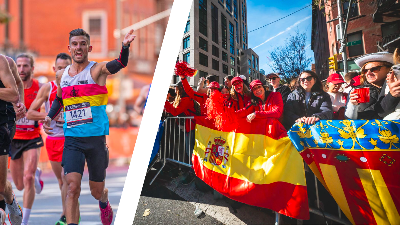 Sancho Álvarez, en la imagen de la izquierda, fue uno de los primeros españoles en llegar a meta en el Maratón de Nueva York 2024. VSM PHOTOEVENTS.