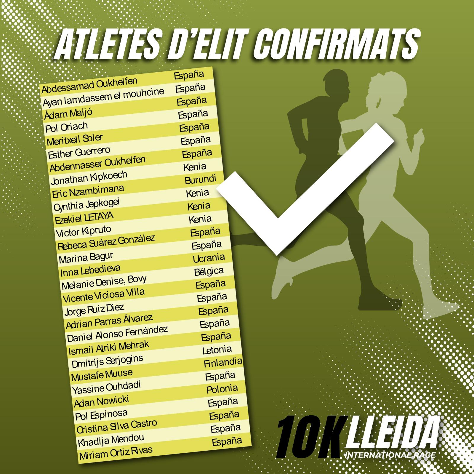 Listado de atletas de elite de la primera edición del 10K Lleida International Race.