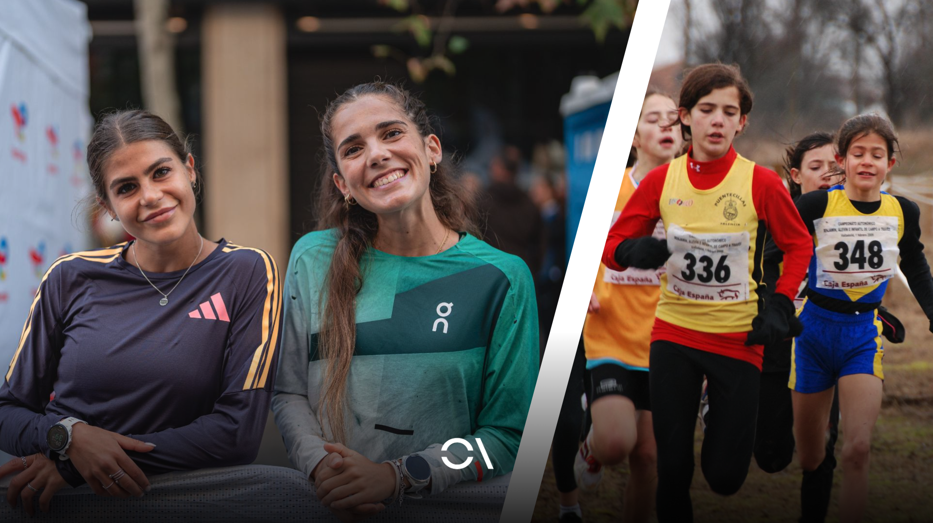 A la izquierda, Marta García y Águeda Marqués en la actualidad. A la derecha, en un Campeonato de Castilla y León en categoría alevín.