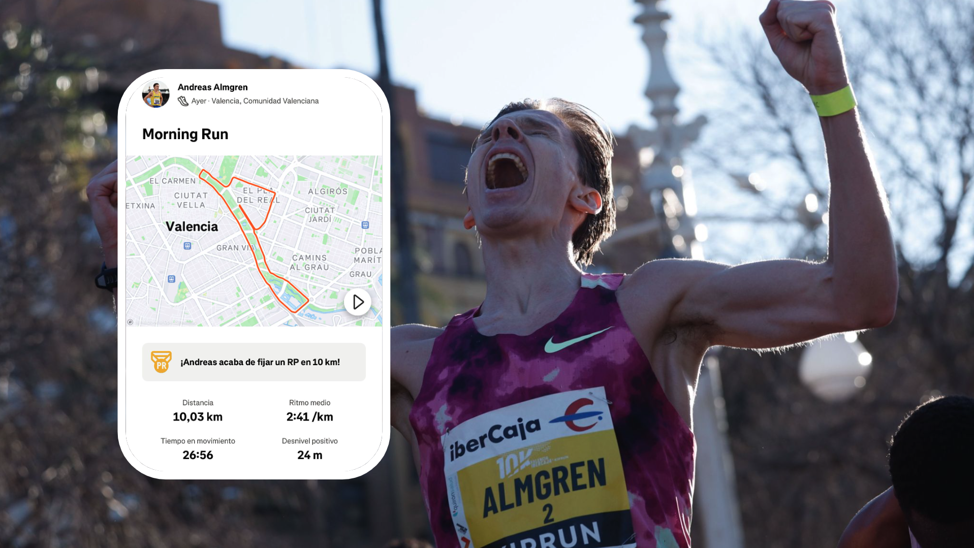 Todos los detalles del récord de Europa de 10K de Andreas Almgren. EFE.