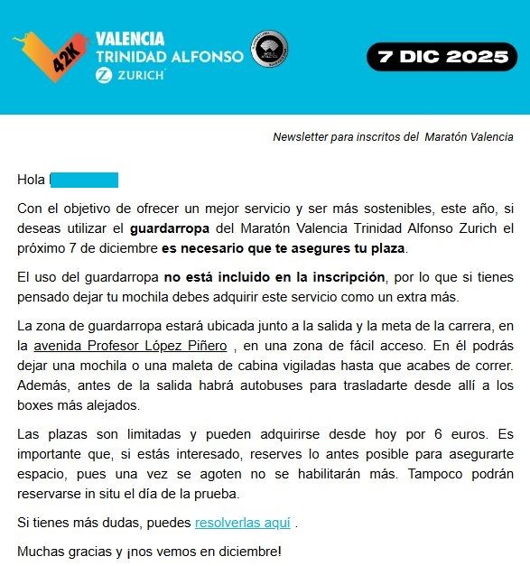 El correo electrónico que han recibido los participantes.