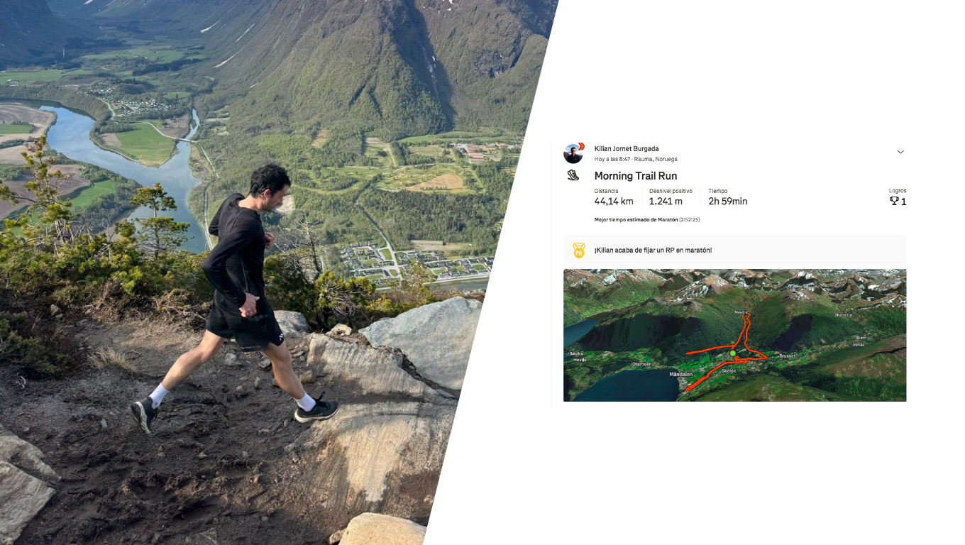 Kilian Jornet durante uno de sus entrenamientos en Noruega, donde ha fijado su mejor marca en maratón según Strava.