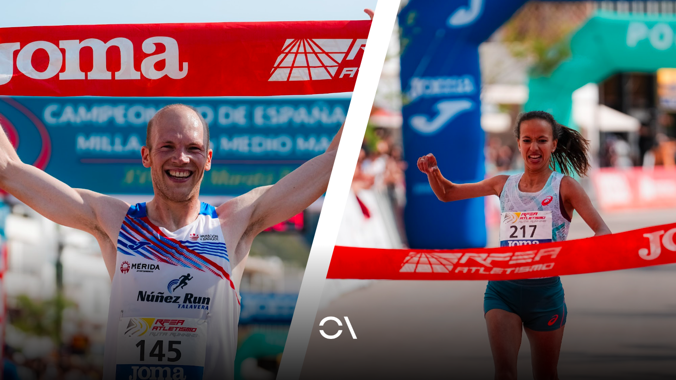 Jorge González y Fatima Ouhaddou, campeones de España de medio maratón. SPORTMEDIA.