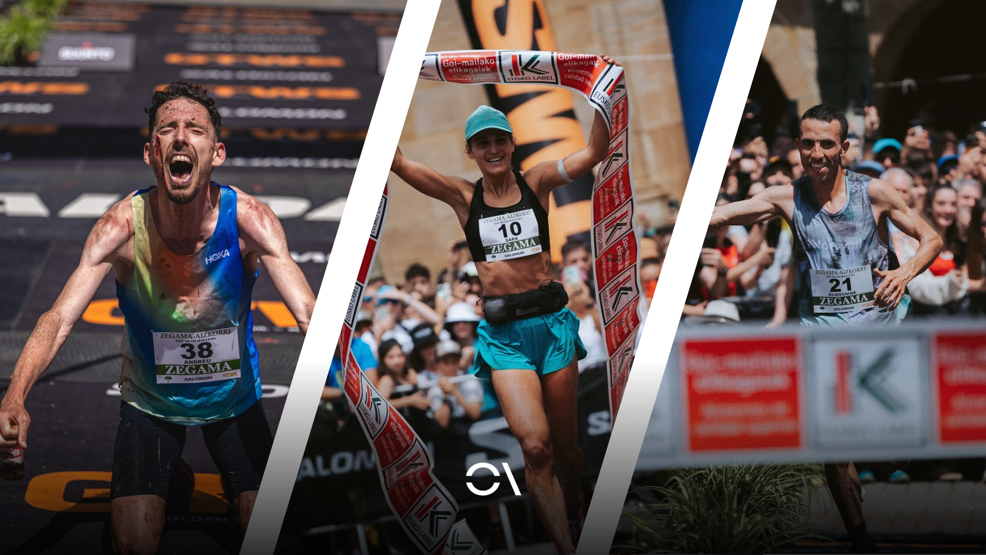 Los tres grandes protagonistas de Zegama Aizkorri 2025, Andreu Blanes, Sara Alonso y Elhousine Elazzaoui. GTS Y FOTORUNNERS.