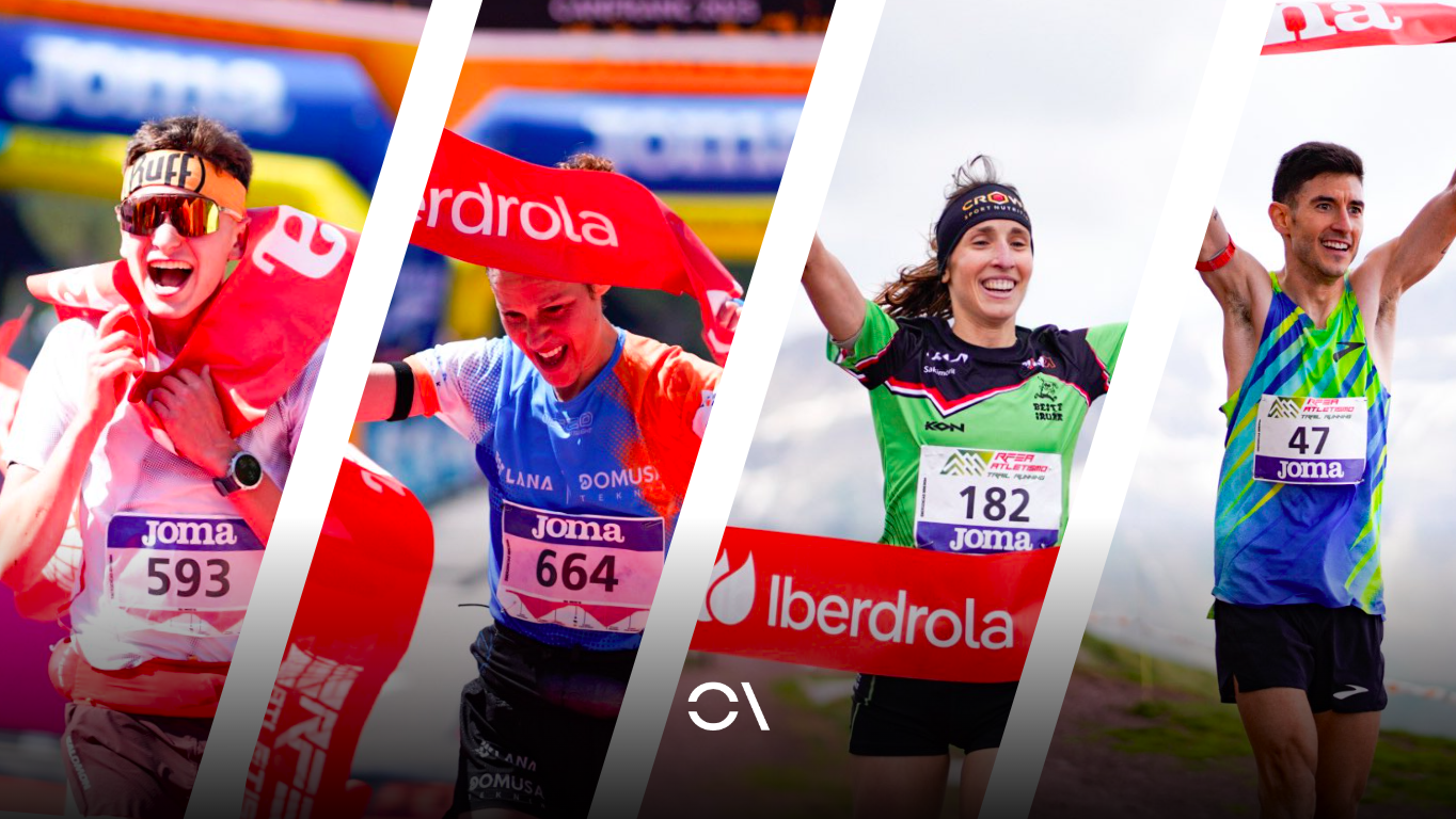 Los cuatro campeones de España absolutos del fin de semana. De izquierda a derecha, Jan Torrella, Onditz Iturbe, Naiara Irigoyen y Álex García. RFEA.