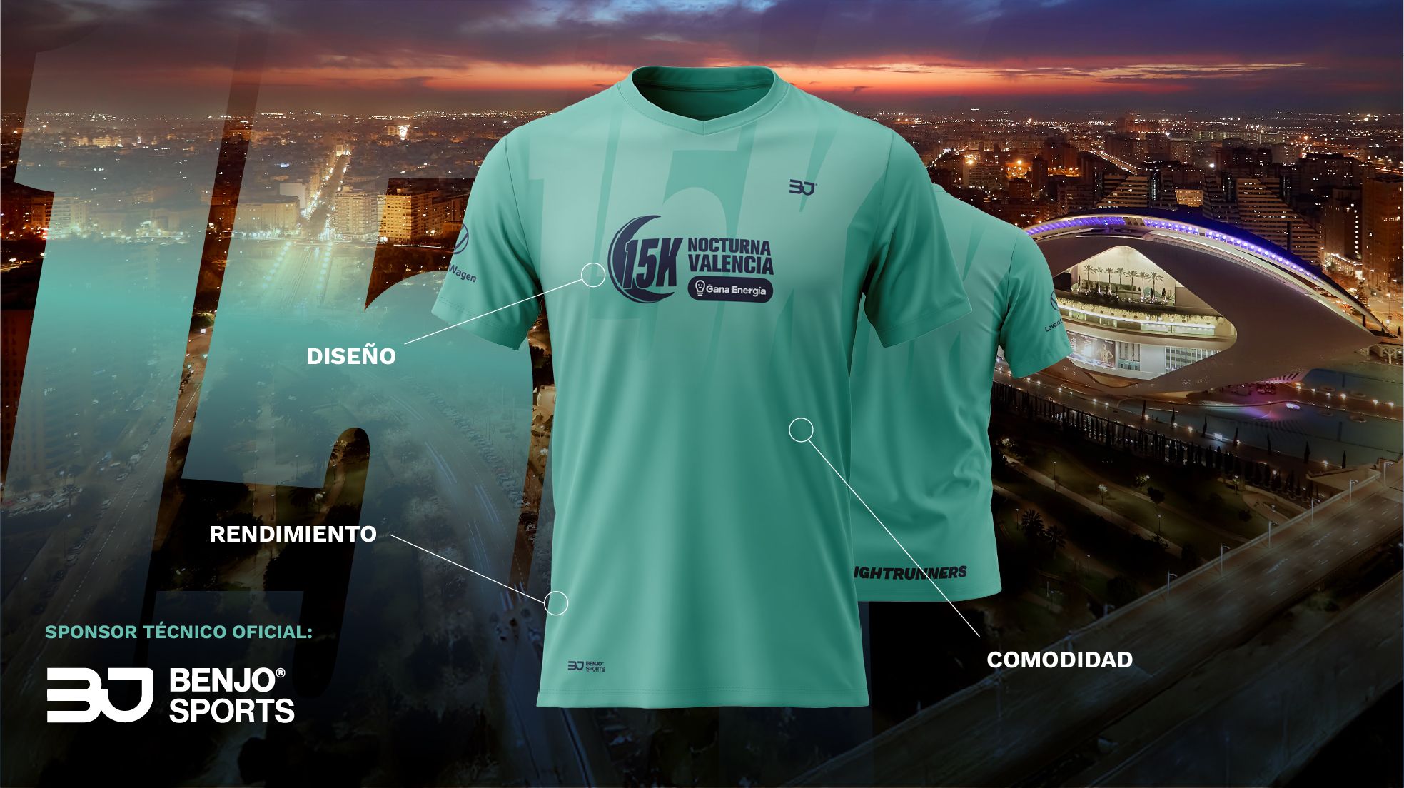 Camiseta oficial del 15K Nocturna Valencia Gana Energía