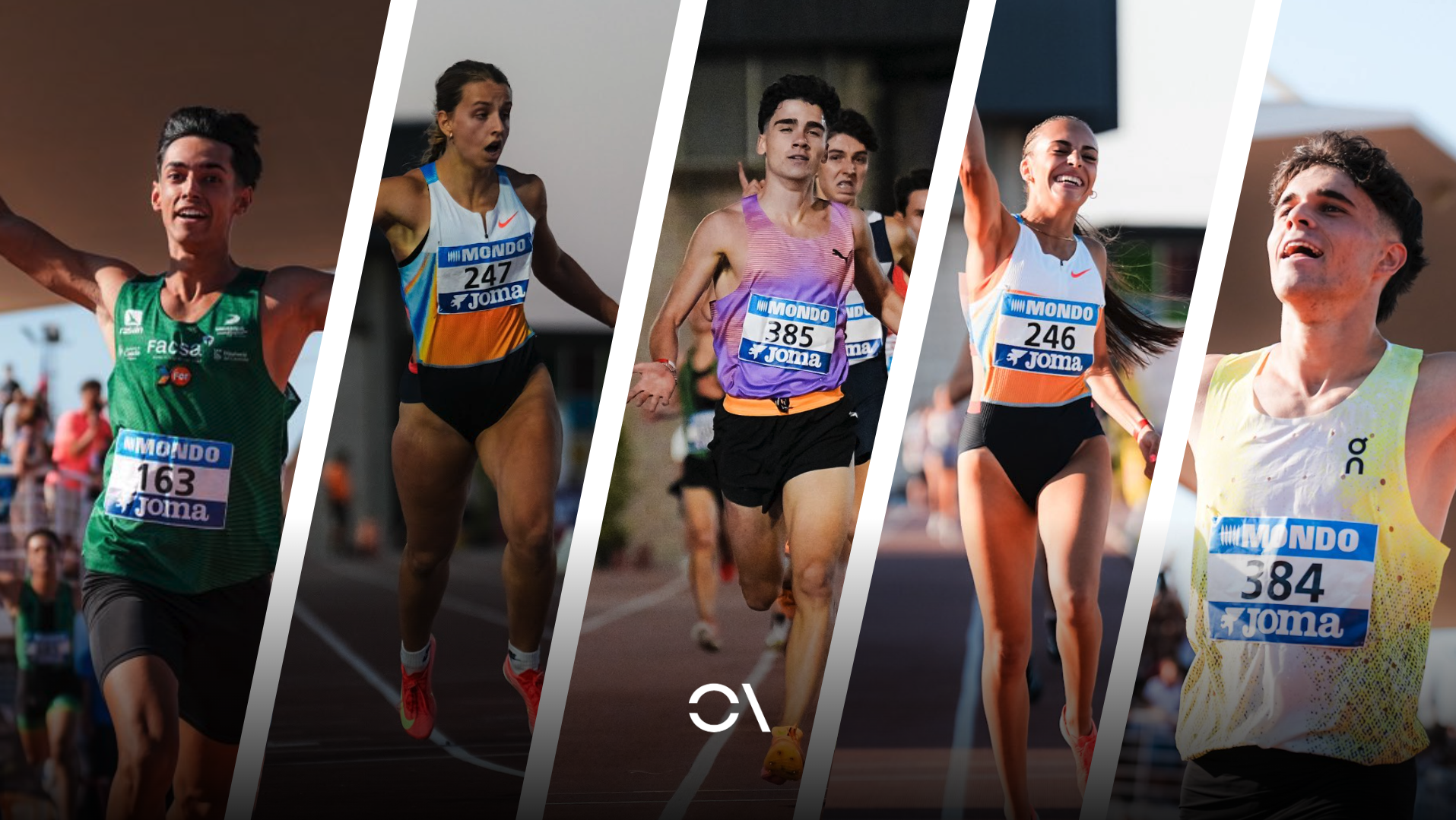 De izquierda a derecha, Iker Moreno, Laura Martínez, Óscar Gaitán, Claudia Gutiérrez y Aarón Ceballos, algunos de los campeones de España Sub20. SPORTMEDIA.