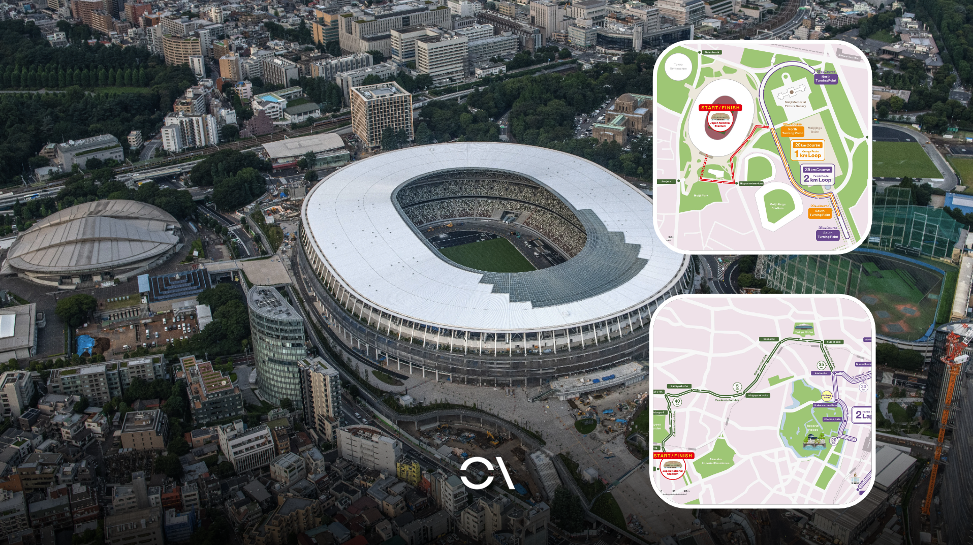 Vista del Estadio Nacional de Japón, donde tendrán lugar la salida y la meta de las pruebas de marcha y maratón.