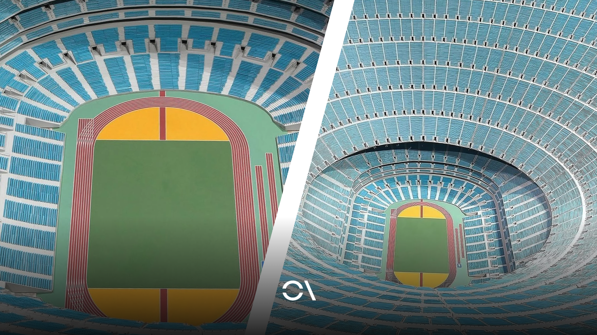 Detalles de la maqueta del estadio de un millón de espectadores diseñado por Paul Pfeiffer.