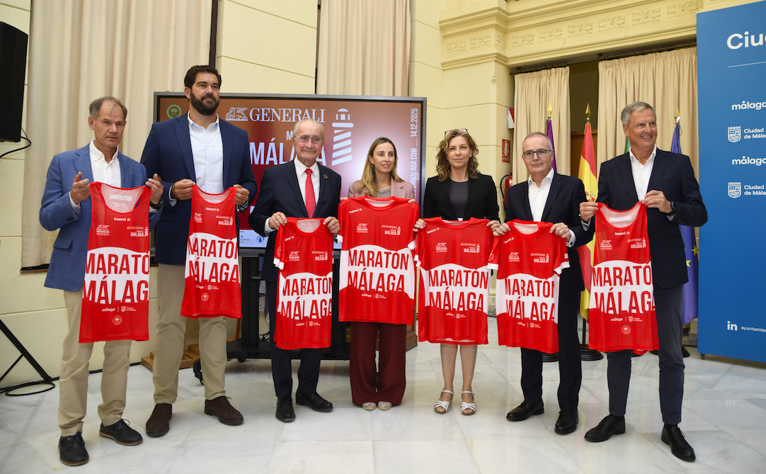 Una imagen de la presentación Generali Maratón Málaga 2025.