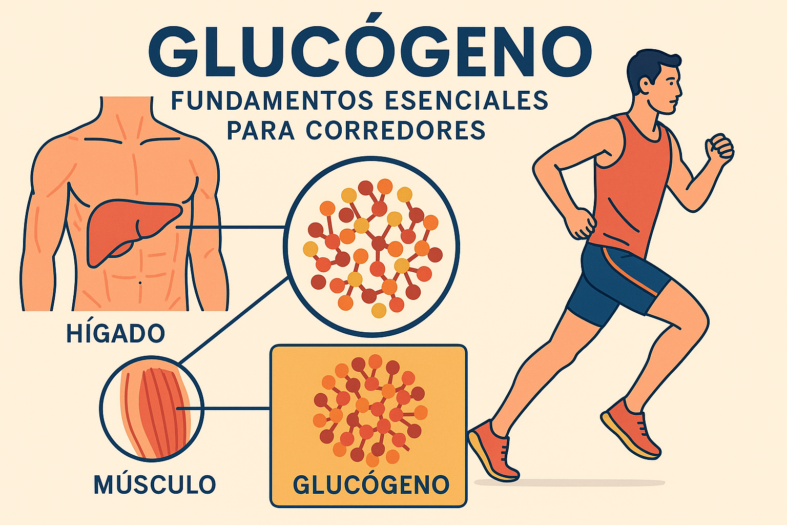 El glucógeno es la moneda energética de un corredor. Cuanto más sabes sobre él, mejor manejas tus ritmos, tus tiradas largas y tus recuperaciones. No se trata solo de comer carbohidratos​​​​​​​: se trata de entender cuándo, cuánto y para qué. 