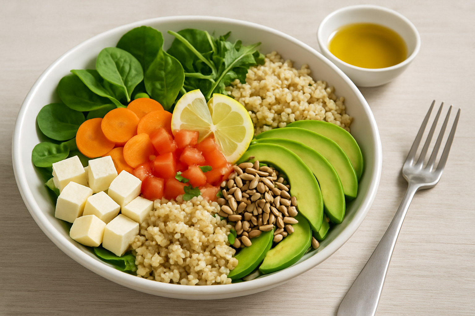 La ensalada perfecta no es una competición por ver cuántos alimentos caben en un cuenco. 