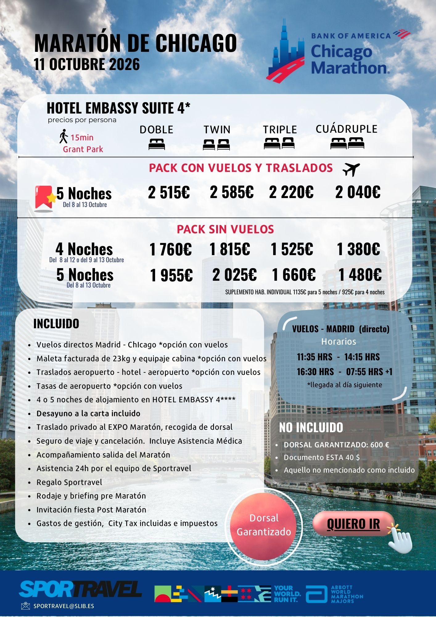 El mejor viaje a Chicago es con Sportravel