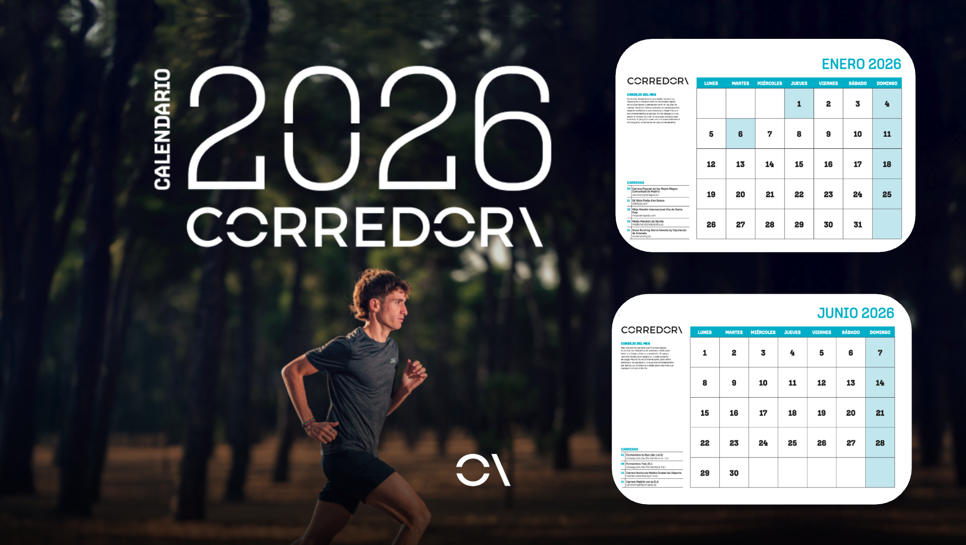 El calendario de la Revista Corredor para el año 2026.