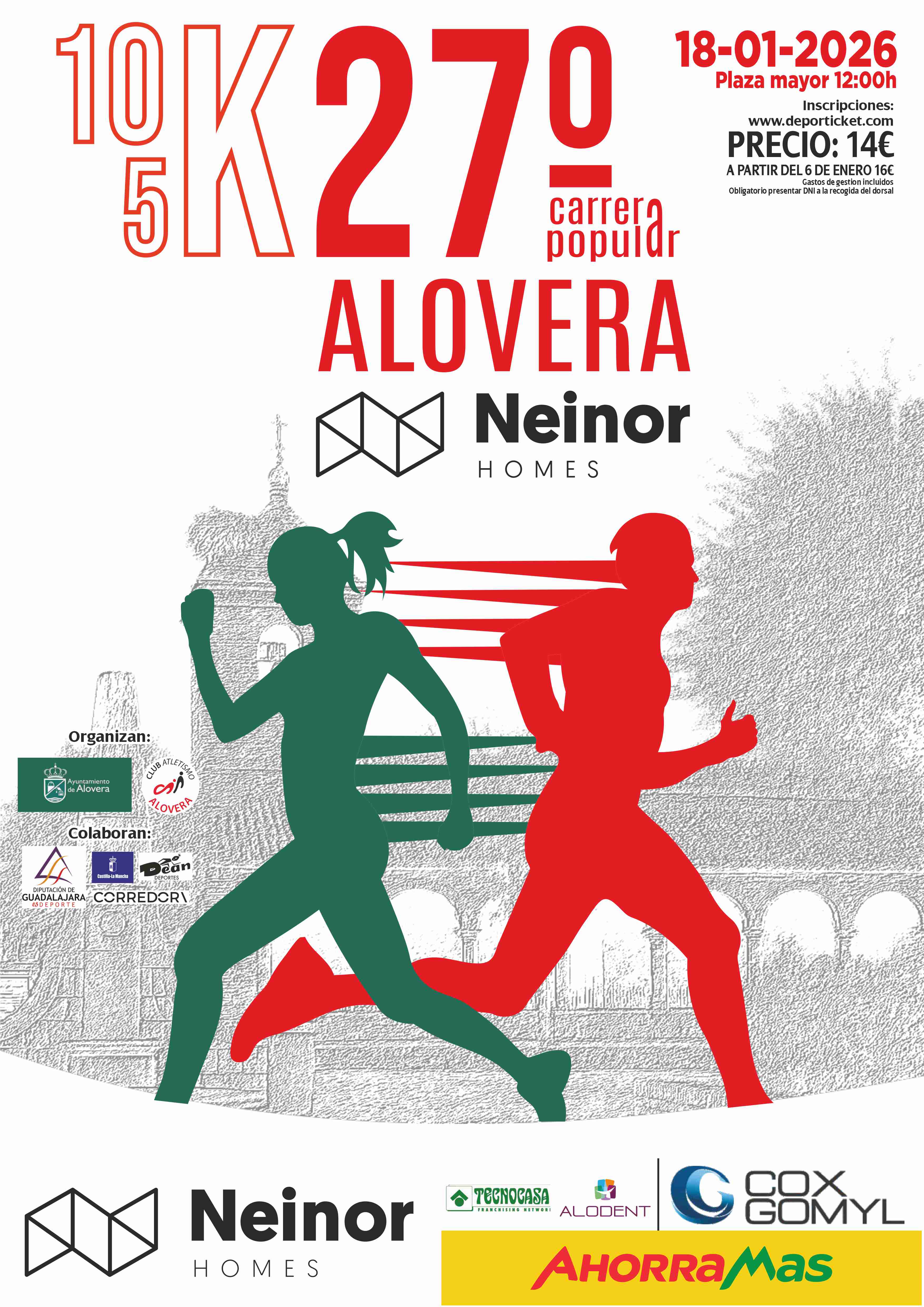 Cartel de la próxima edición de la Carrera Popular de Alovera 2026.