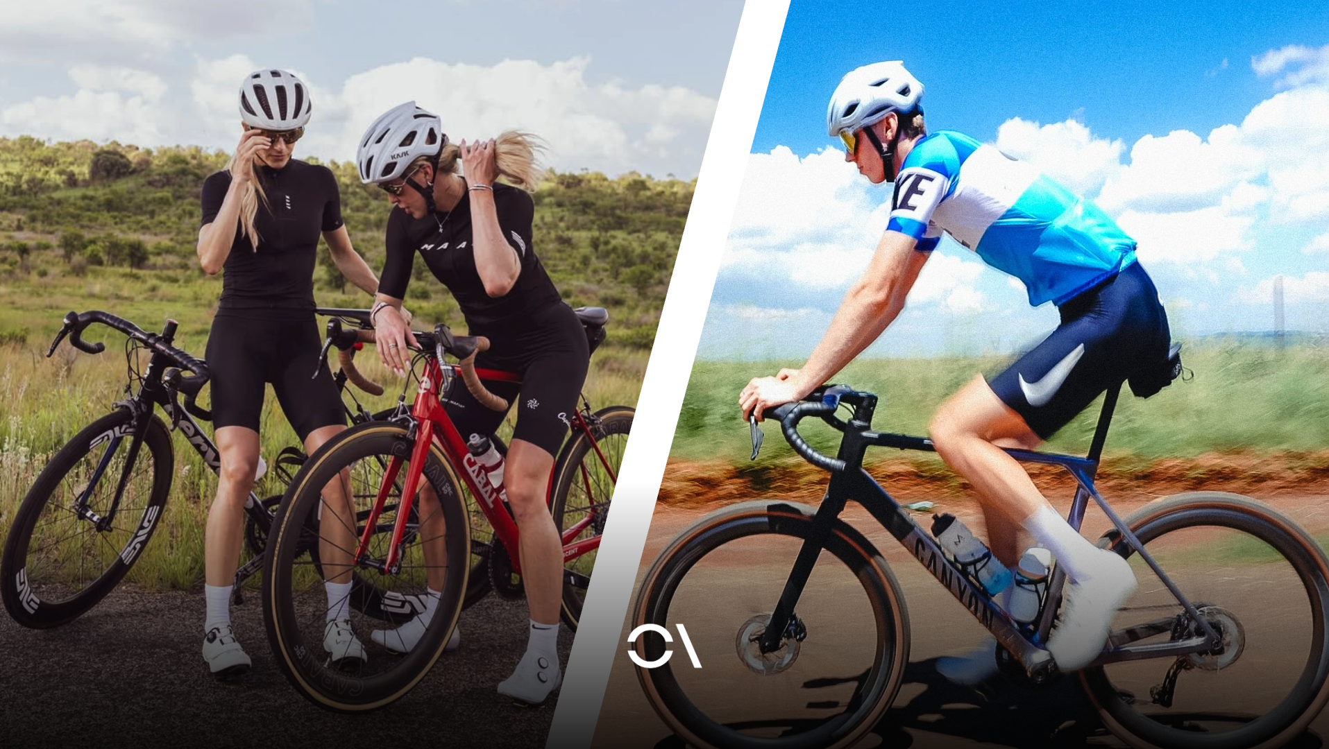 A la izquierda, Keely Hodgkinson y Georgia Bell; a la derecha, Niels Laros durante un entrenamiento de ciclismo.