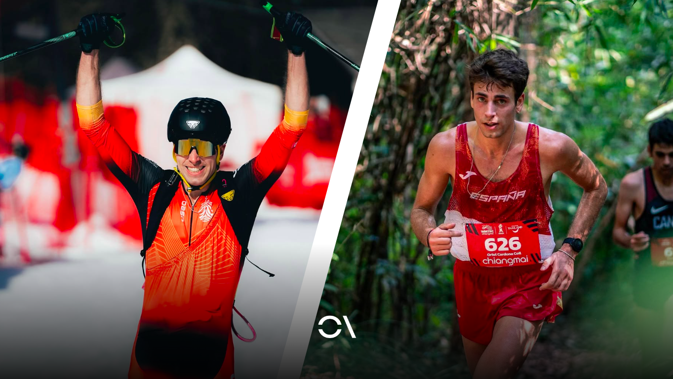 A la derecha, Oriol Cardona en el Campeonato del Mundo de Trail en 2022. ISMF/RFEA.