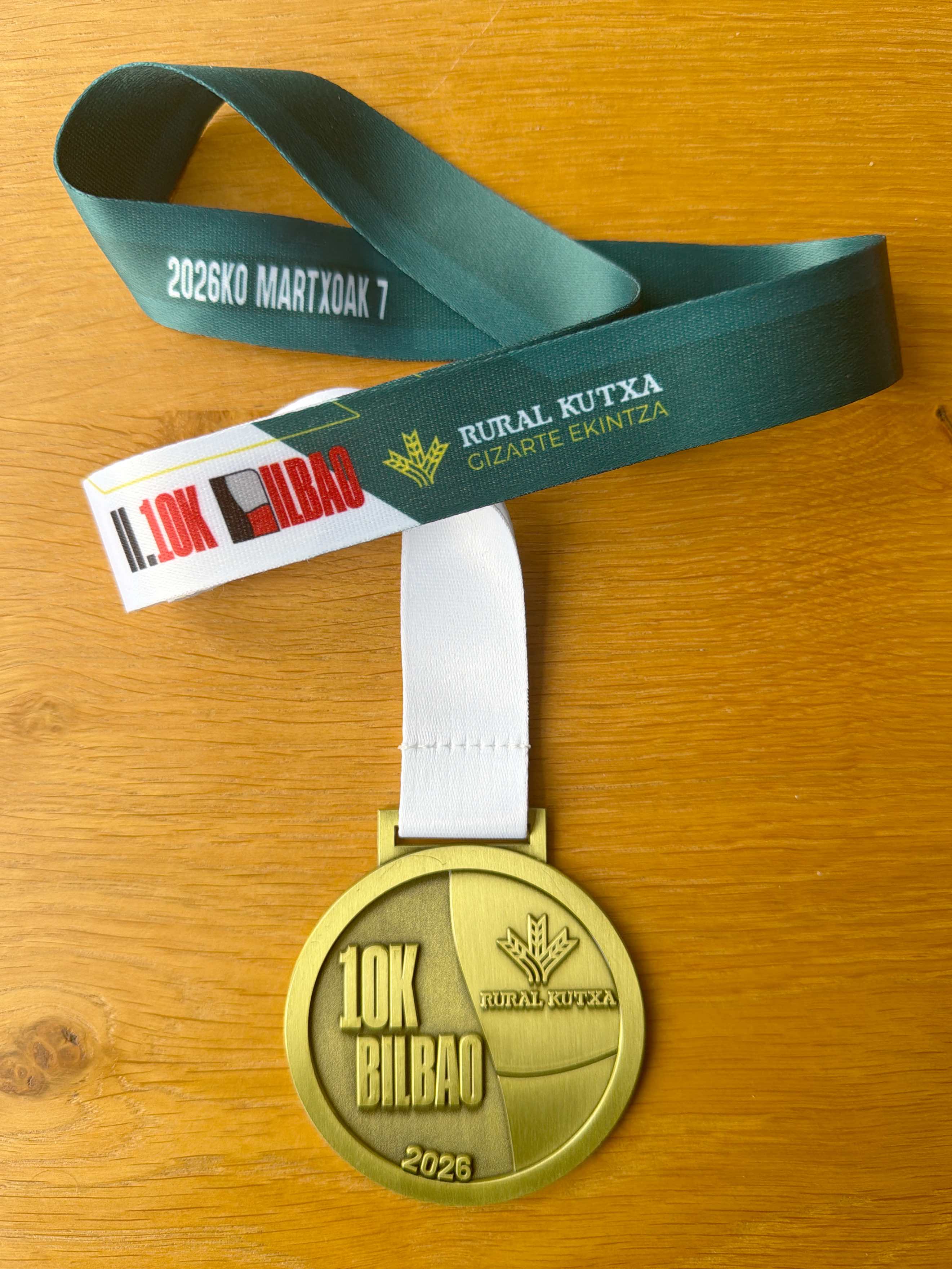Esta es la medalla que recibirán todos los finishers del 10K Bilbao 2026.
